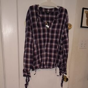 NWT Express | Plaid Purple Women's Blouse